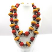 Vintage 36 Inch Large Chunky Gemstone Bead Necklace