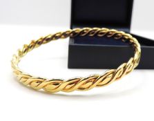 Vintage Signed Monet Bangle Gold Plated Twisted Rope Design