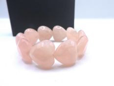 Pink Rose Quartz Heart Bracelet New With Gift Pouch