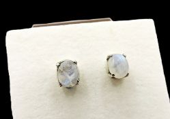 Sterling Silver Moonstone Stud Earrings
