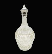 Antique Sterling Silver Cut Glass Vinegar Bottle c.1932