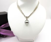 Sterling Silver Cultured Pearl Pendant Necklace New With Gift Box
