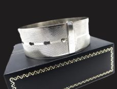 Vintage Sterling Silver Guilloché Buckle Bangle 31 Grams