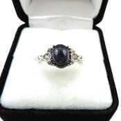 Sterling Silver Cabochon Sapphire Ring New With Gift Pouch