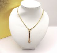 14K Gold On Sterling Silver Lariat Tassel Necklace New With Gift Box