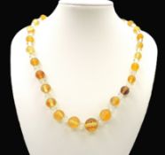 Vintage Citrine & Rock Crystal Beaded Necklace