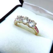 Sterling Silver Ruby & White Sapphire Ring New With Gift Pouch