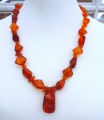 25 Inch Chunky Amber Bead Necklace