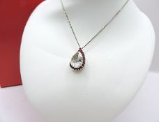 Artisan Sterling Silver Ruby & Rock Crystal Necklace