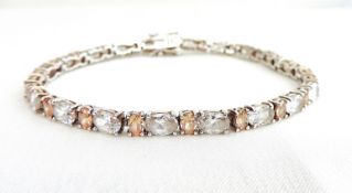 Sterling Silver Champagne Cubic Zirconia Tennis Bracelet