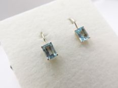 Sterling Silver 2.5CT Topaz Earrings New With Gift Pouch