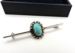 Vintage Sterling Silver Turquoise Brooch