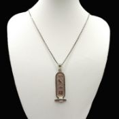 Sterling Silver & Gold Egyptian Hieroglyphics Ingot Pendant 20