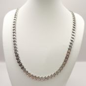 Sterling Silver 20 Inch Flat Link Curb Chain Necklace 33 Grams Hallmarked