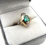 David Morris 18k Gold Columbian Emerald & Diamond Ring 1.24 Carats c.1995.