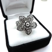 Sterling Silver Artisan Crafted Floral Statement Ring