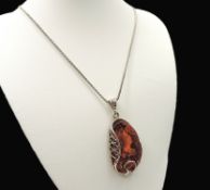 Sterling Silver Baltic Amber Necklace New With Gift Pouch