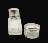 Antique Silver Cut Glass Perfume Bottle & Pill Box
