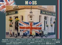 Mods Meet Railway Tavern London Nostalgic Scene Extra Large Metal Wall Art