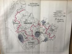 Antique 139 Years-Old Scarce Map Lancashire 1885 Liverpool Southport Wi Boundary Changes.