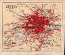 London and Its Environs Double Sided 126 Years-old Antique 1896 Map.