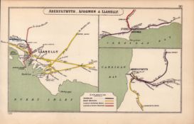 Aberystwyth Afonwen Llanelly Wales Antique Railway Junctions Diagram 90.