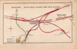 Willesden Queens Park Kilburn London Antique Railway Junction Diagram-78.