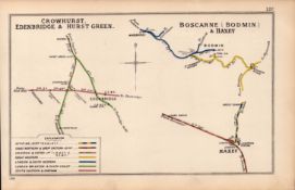 Crowhurst Hurst Green / Bodmin Cornwall Antique Railway Junction Diagram-126.