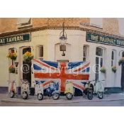Mods Meet London Pub Vespa's & Lambretta's Nostalgic 1960's Metal Wall Art