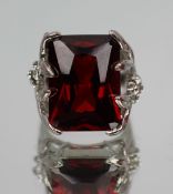 Vintage Dress Ring With Large Red Stone