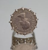 Vintage Silver Coin Set Ring