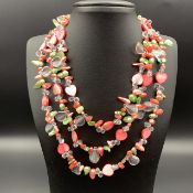 Beautiful Colour Pearls Beads & Quartz Beads Fashion Necklace.