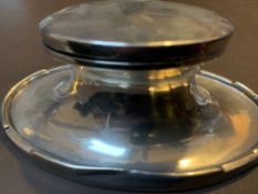 Antique Sterling Silver Oval Capstan Inkwell