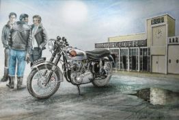 BSA Rockers At The Iconic Ace Cafe London Metal Wall Art