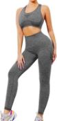2 Pcs Gym Clothes For Women Seamless Tracksuit Size Large