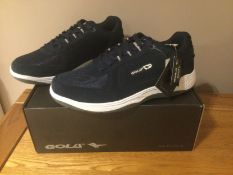 Mens Gola “Belmont” Suede Wide Fit Trainers, Size 7, Navy - New RRP £39.95