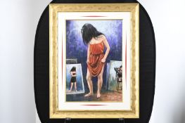 Anthony Orme Painting Lady in Red Dress