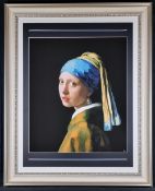 Johannes Vermeer 'Girl With A Pearl Earring' Platinum Leaf Rare Limited Edition Silkscreen