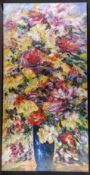 Large Oil On Canvas, Vase of Flowers.