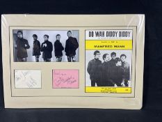 Manfredd Mann Signed and Mounted Display With Sheet Music