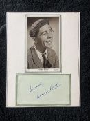Mounted Norman Wisdom Photo With A Back Plate and Classic Wisdom Signature