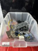 Box of mixed cables and parts to include some test equipment cables