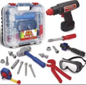 Kidzlane Tool Set For Toddlers & Kids 20pcs Toy Tools With Electronic Cordless Drill and Tool Box