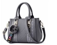 Embroidery Messenger Bag, Women's Leather Handbag, Grey