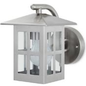 Blooma Medfra Silver Effect Mains-Powered Halogen Outdoor Lantern Wall Light