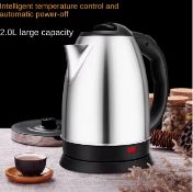 2.0L stainless steel electric kettle Silver grey Base Separation Rust-resistant RRP £34.99