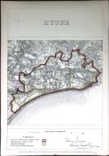 Hythe Kent Boundary Commission 157-Year-Old Coloured Antique Map.