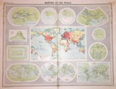 Antique John Bartholomew The Mapping of The World Large Large Map.