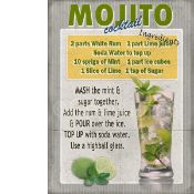Mojito Cocktail Authentic Recipe Metal Wall Art