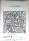 Launceston Cornwall Boundary Commission 157-Year-Old Coloured Antique Map.